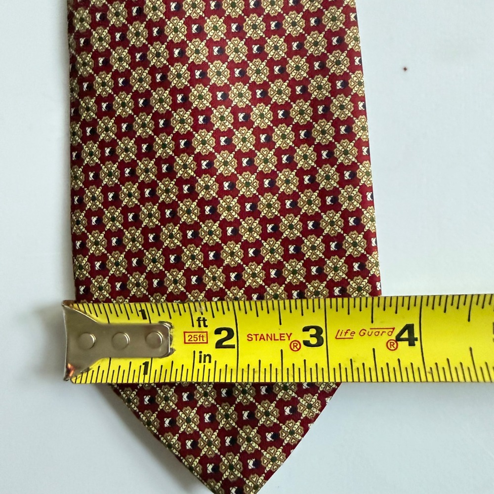 Charlize Italy Necktie Burgundy gold Silk Geometric Medallion Classic Formal - Picture 4 of 5